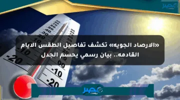 «الأرصاد الجوية» تكشف تفاصيل الطقس الأيام القادمة.. بيان رسمي يحسم الجدل